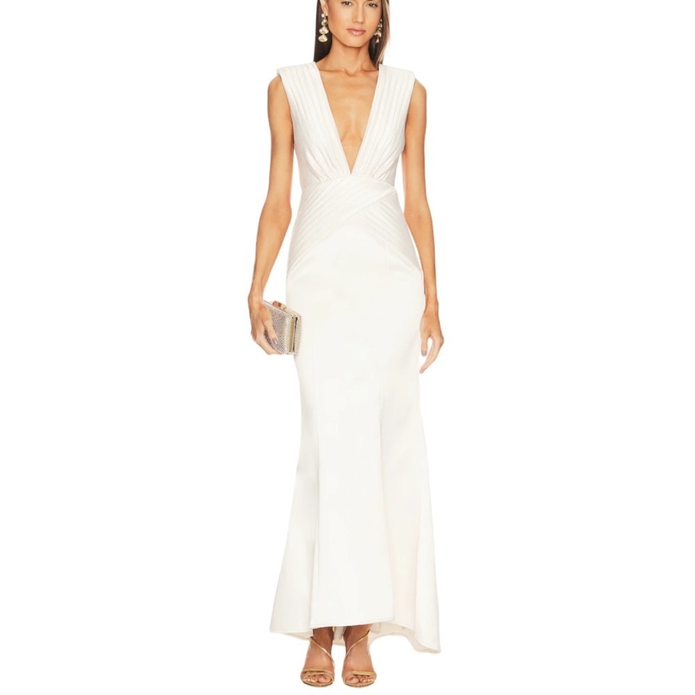 Michael Costello Revolve NWT Plunge Neckline Trumpet Evening Gown Maxi Dress XL